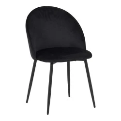 Chair Perch pakoworld velvet in black with black metal legs 50x43x82cm Chair Perch pakoworld velvet in black with black metal legs 50x43x82cm
