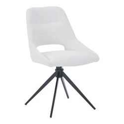 Luciano I pakoworld swivel chair in cream fabric-metal leg black 52.5x54x85cm