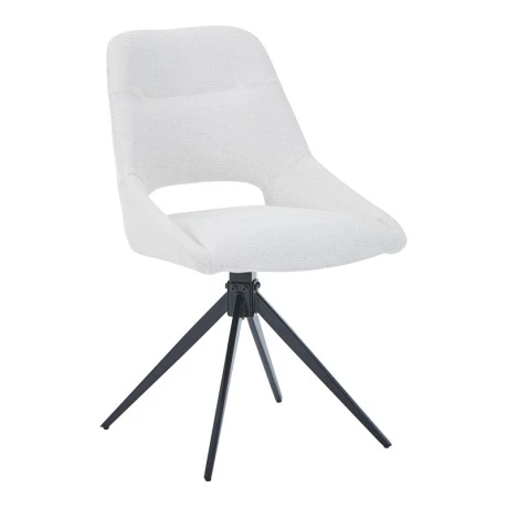 Luciano I pakoworld swivel chair in cream fabric-metal leg black 52.5x54x85cm