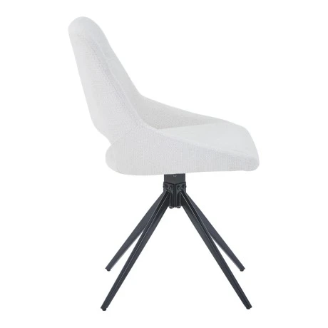 Luciano I pakoworld swivel chair in cream fabric-metal leg black 52.5x54x85cm