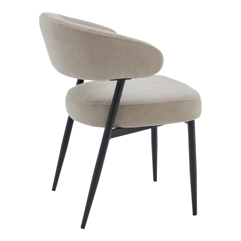 Timur chair pakoworld beige grey fabric with black metal legs 61x55x78cm