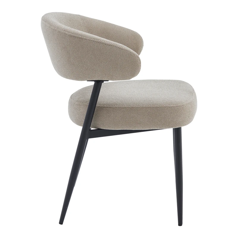 Timur chair pakoworld beige grey fabric with black metal legs 61x55x78cm