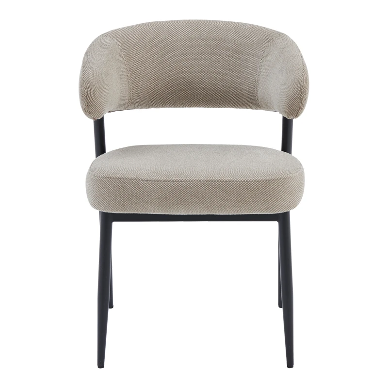Timur chair pakoworld beige grey fabric with black metal legs 61x55x78cm