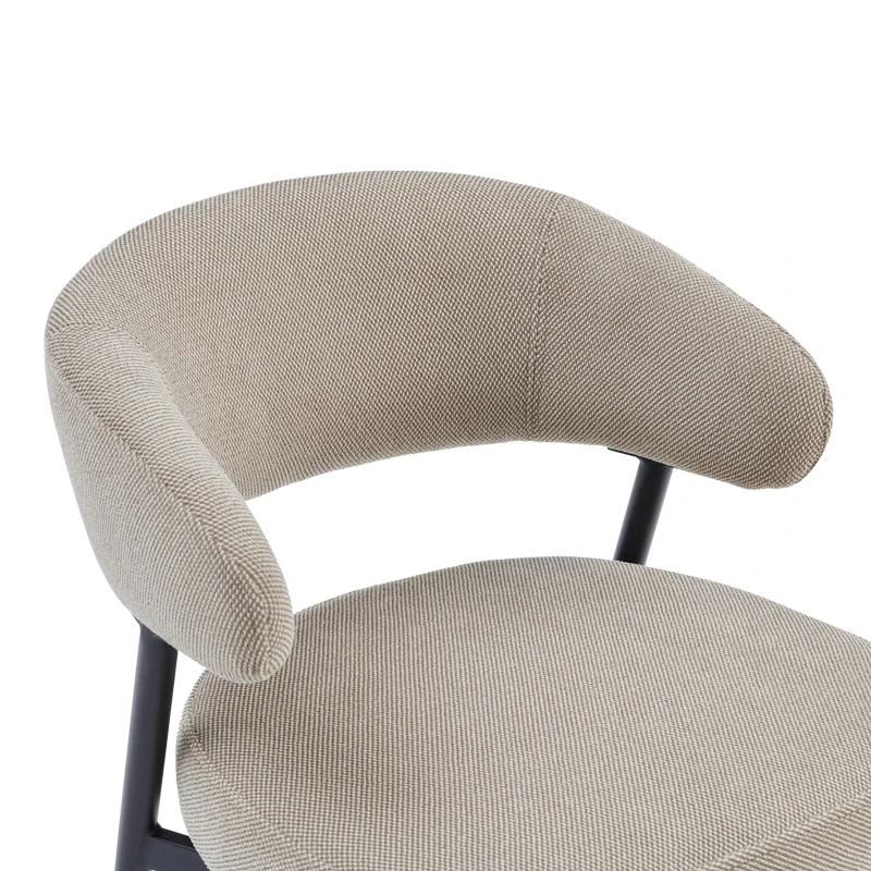 Timur chair pakoworld beige grey fabric with black metal legs 61x55x78cm