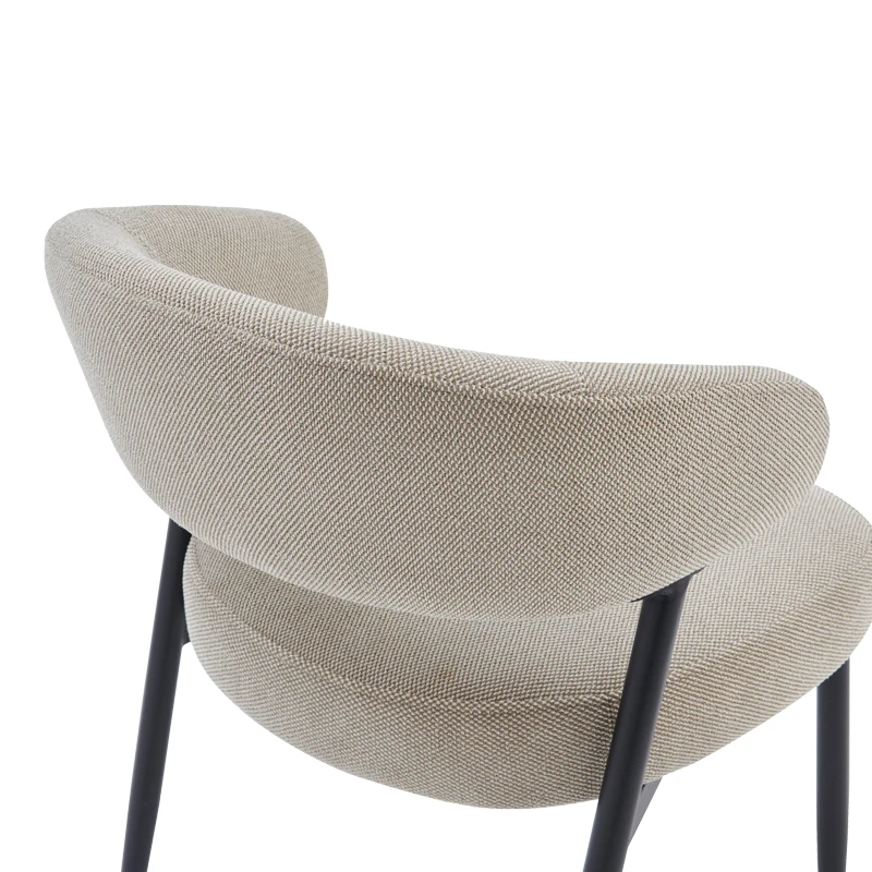 Timur chair pakoworld beige grey fabric with black metal legs 61x55x78cm