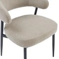 Timur chair pakoworld beige grey fabric with black metal legs 61x55x78cm