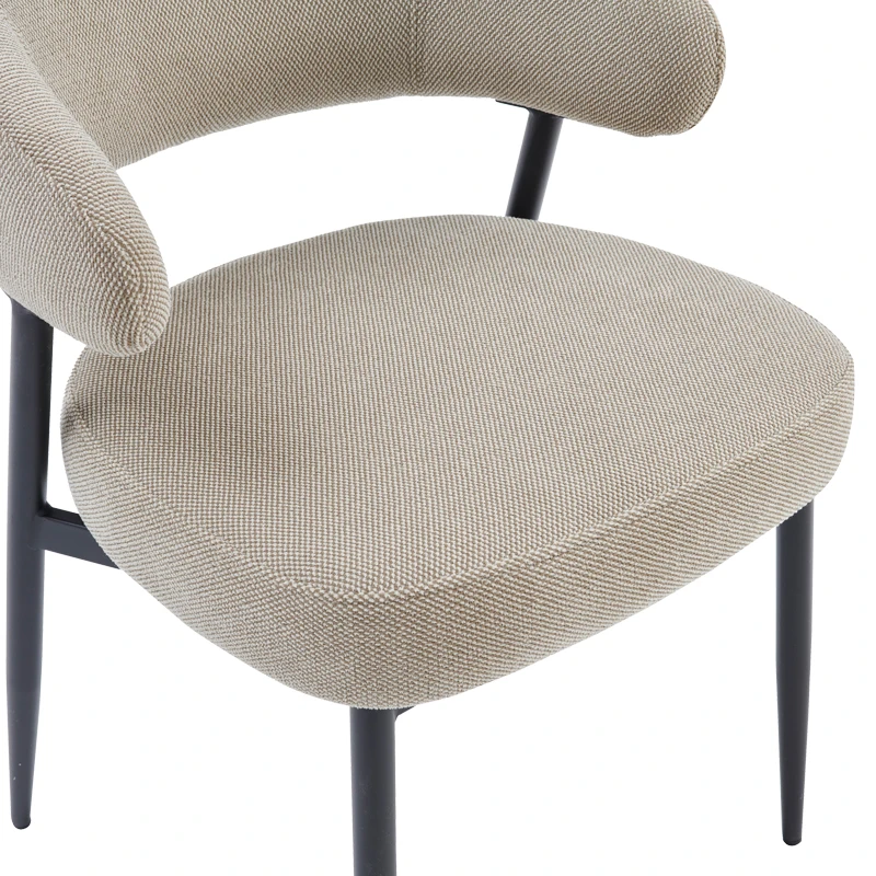Timur chair pakoworld beige grey fabric with black metal legs 61x55x78cm