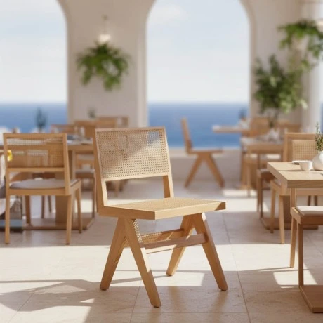 Chair Winslow pakoworld natural rubberwood 45x56x82cm