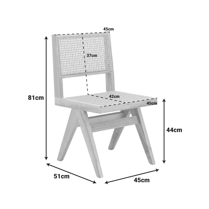 Winslow chair pakoworld rubberwood-rattan in natural shade 46x58x80cm