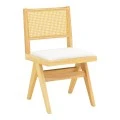Winslow chair pakoworld rubberwood in natural shade-white fabric 46x58x80cm