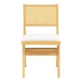 Winslow chair pakoworld rubberwood in natural shade-white fabric 46x58x80cm