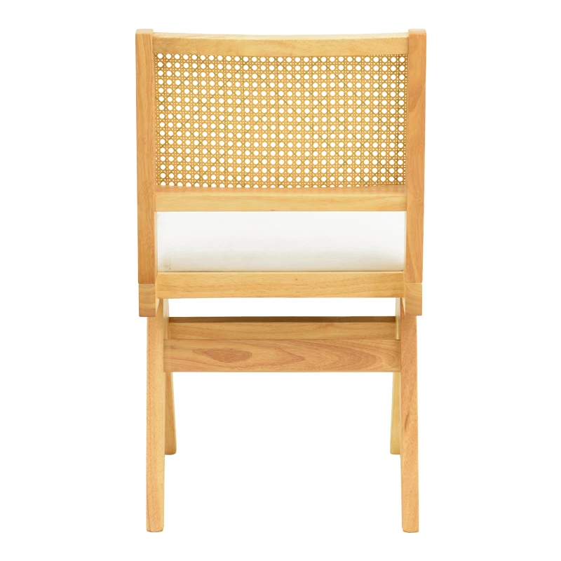 Winslow chair pakoworld rubberwood in natural shade-white fabric 46x58x80cm