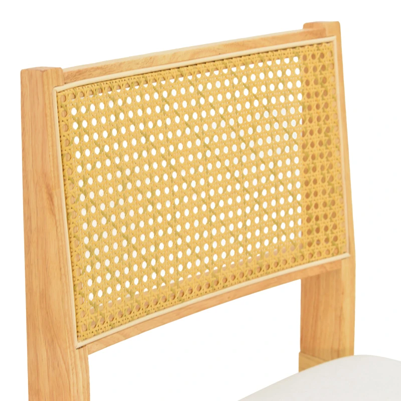 Winslow chair pakoworld rubberwood in natural shade-white fabric 46x58x80cm