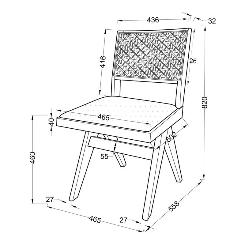 Winslow chair pakoworld wood rubberwood light walnut-pvc natural rattan-fabric gray