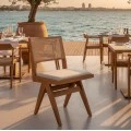 Winslow chair pakoworld wood rubberwood light walnut-pvc natural rattan-fabric gray