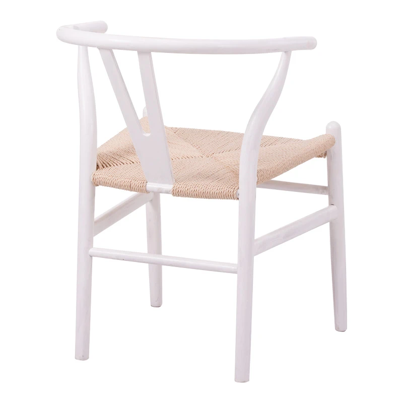 Wishbone chair pakoworld rubberwood-rope in white shade 60x51x80cm