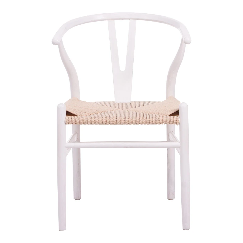 Wishbone chair pakoworld rubberwood-rope in white shade 60x51x80cm