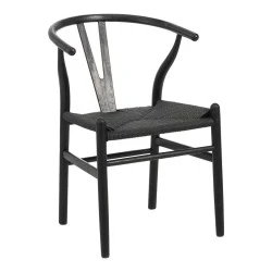 Wishbone chair pakoworld rubberwood-rope in black shade 53.5x57x74cm