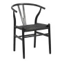 Wishbone chair pakoworld rubberwood-rope in black shade 53.5x57x74cm