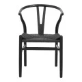 Wishbone chair pakoworld rubberwood-rope in black shade 60x51x80cm