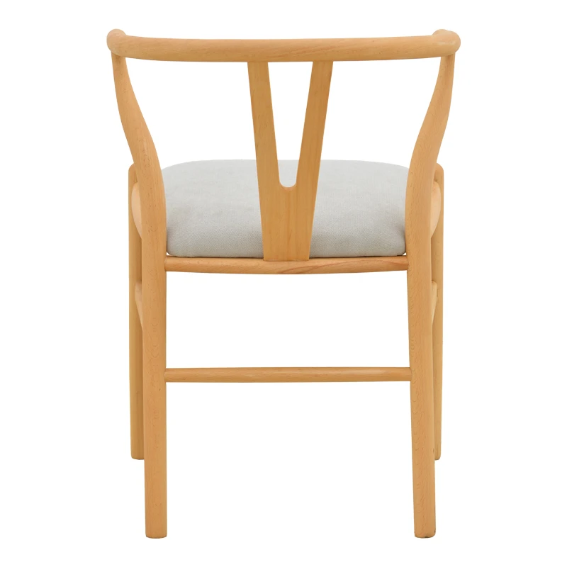 Wishbone chair pakoworld rubberwood-fabric in natural-grey color 51x58x73cm