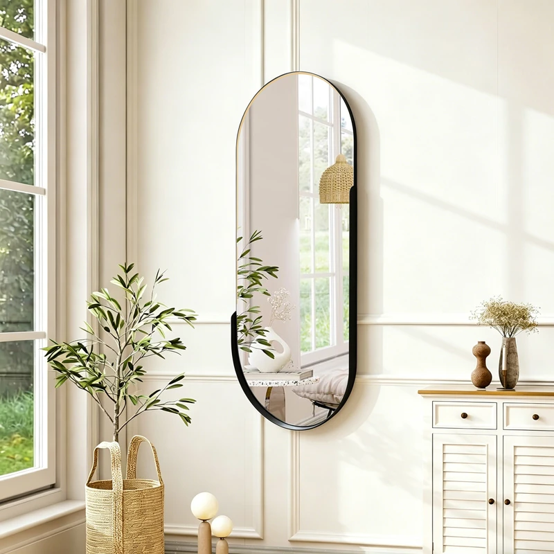 mirror Asteria pakoworld black MDF with black metal 45x5.0x105cm