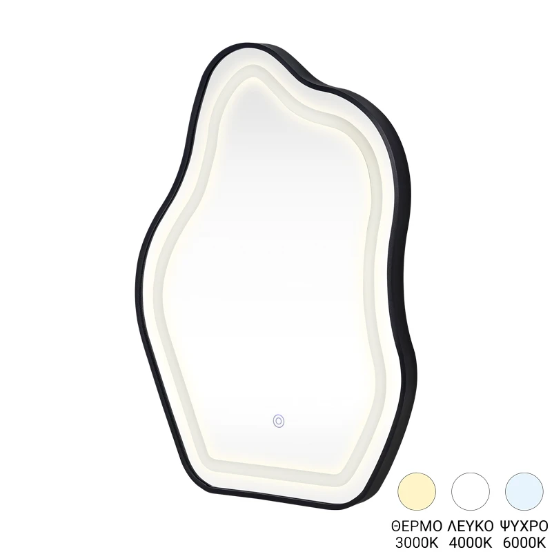 Καθρέπτης Bloby pakoworld με led αλουμίνιο μαύρο 50x4x70εκ