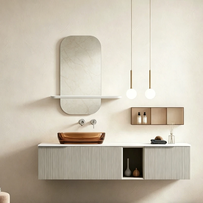 mirror Lunaria pakoworld white MDF 60x11.5x60cm