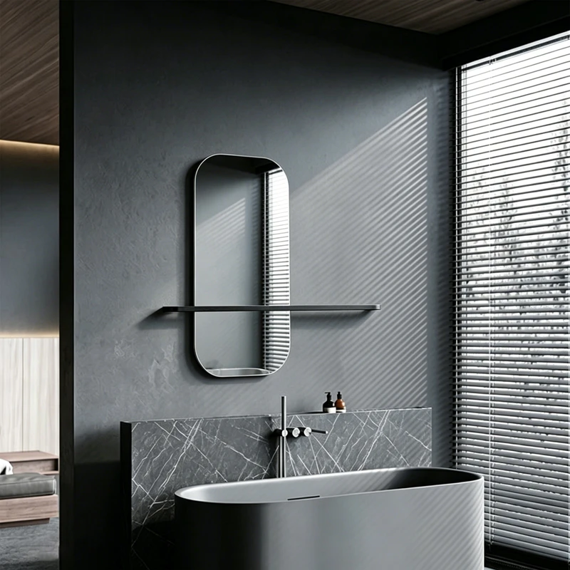 mirror Lunaria pakoworld black MDF 60x11.5x60cm