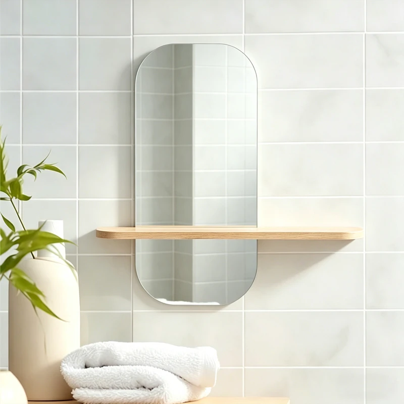 mirror Lunaria pakoworld MDF in natural finish 60x11.5x60cm