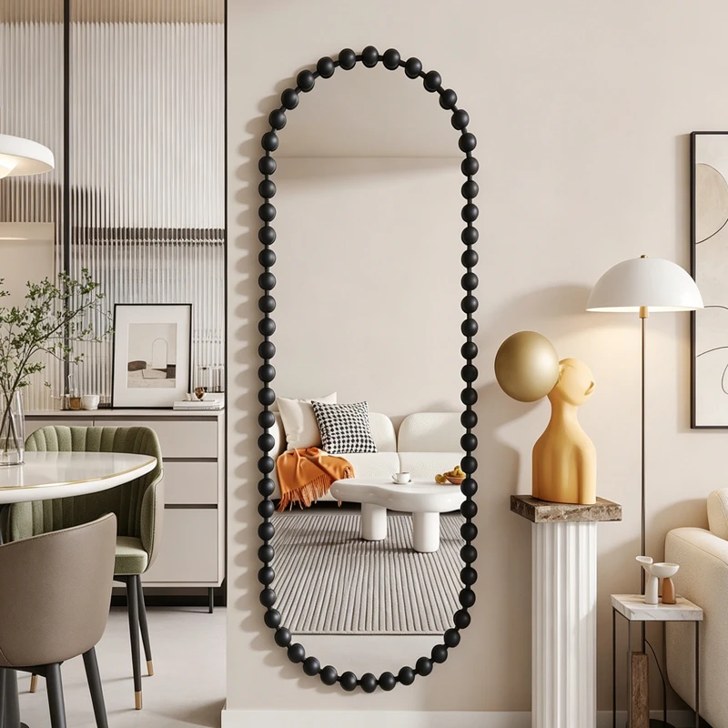 mirror Myrtus pakoworld black metal 40x2,5x160 cm