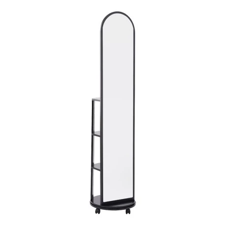 Espero pakoworld mdf wheeled mirror with shelves in black shade D34x170cm