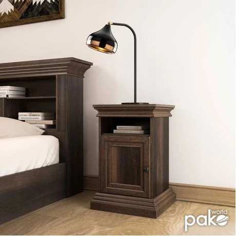 Nightstand Mozart pakoworld in walnut colour 40x40x61cm