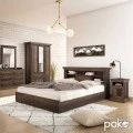 Nightstand Mozart pakoworld in walnut colour 40x40x61cm