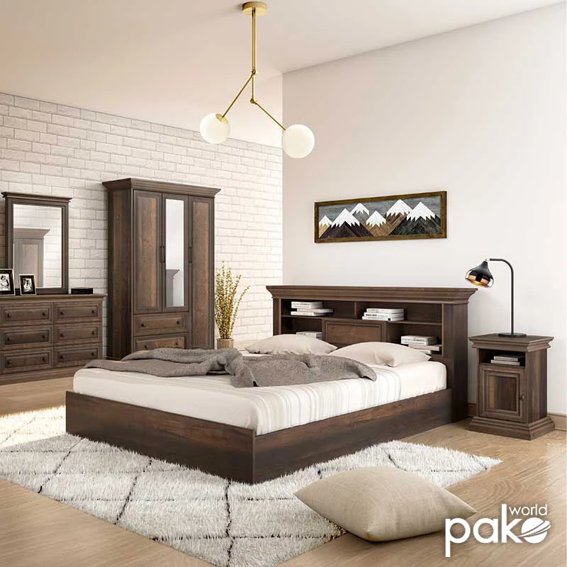 Nightstand Mozart pakoworld in walnut colour 40x40x61cm