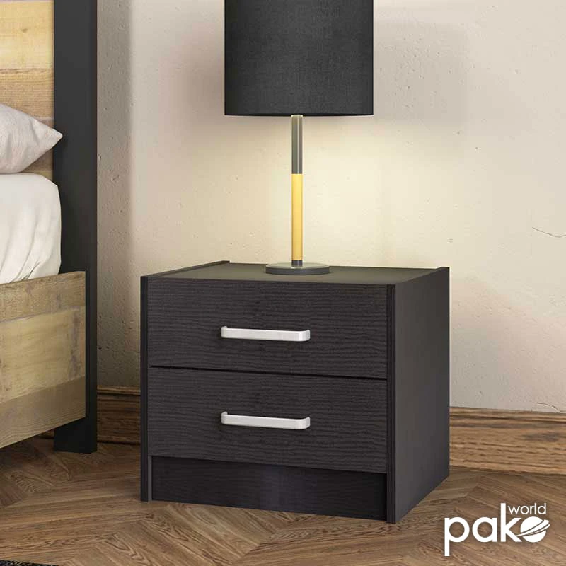 Nightstand Olympus pakoworld with 2 drawers in wenge colour 47,5x40,5x40,5