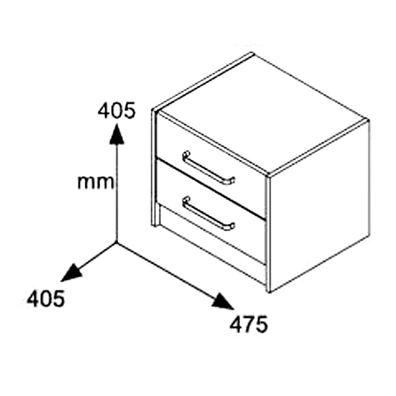 Nightstand Olympus pakoworld with 2 drawers in wenge colour 47,5x40,5x40,5