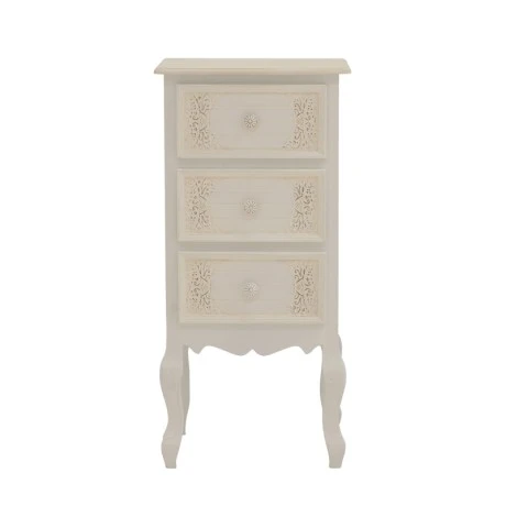 Κομοδίνο Pazlen Inart mdf σε λευκή αντικέ απόχρωση 40x34.5x82εκ
