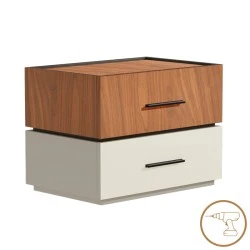 Κομοδίνο Sonlen pakoworld mdf σε καρυδί-μπεζ απόχρωση 60x40x44.5εκ