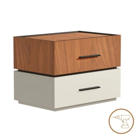 Sonlen pakoworld mdf bedside table in walnut-beige shade 60x40x44.5cm