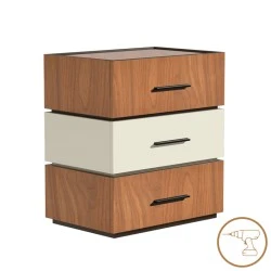 Κομοδίνο Sonlen pakoworld mdf σε καρυδί-μπεζ απόχρωση 60x40x66εκ