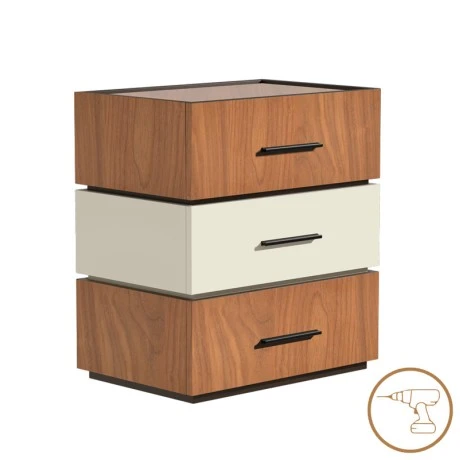 Sonlen pakoworld bedside table in walnut-beige shade 60x40x66cm
