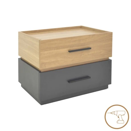 Sonlen pakoworld bedside table mdf in sonoma-charcoal shade 60x40x44.5cm