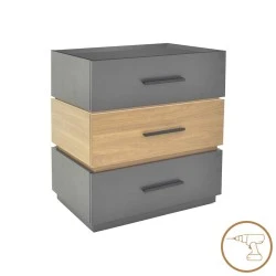 Κομοδίνο Sonlen pakoworld mdf σε sonoma-ανθρακί απόχρωση 60x40x66εκ