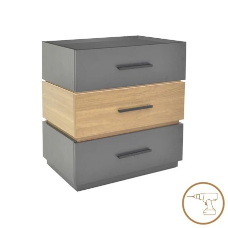 Sonlen pakoworld mdf bedside table in sonoma-charcoal shade 60x40x66cm