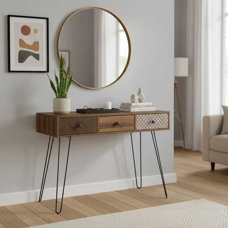 Console Boho pakoworld in walnut color 100x50,5x74,5cm