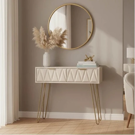 Console Isla pakoworld in white painting - golden color 80x39x74cm