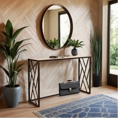 Console Ivy pakoworld in walnut - black color 120x35x75cm