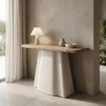 Console table Loberta pakoworld fir wood-mdf in natural-white color 120x38x81cm