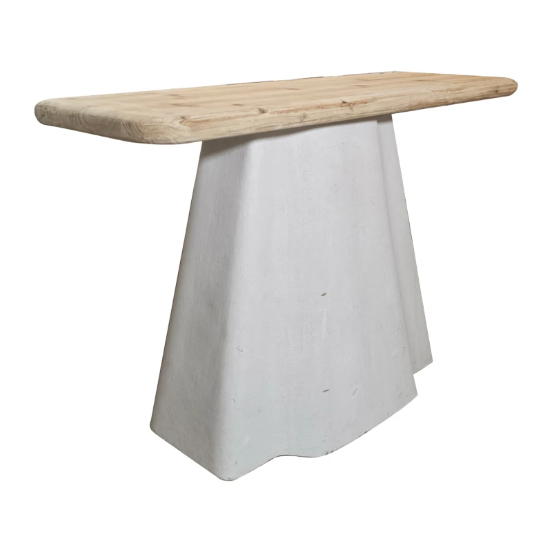 Console table Loberta pakoworld fir wood-mdf in natural-white color 120x38x81cm